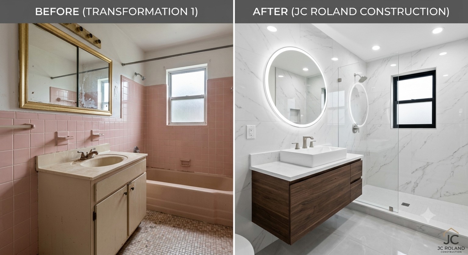 Bathroom remodel before and after